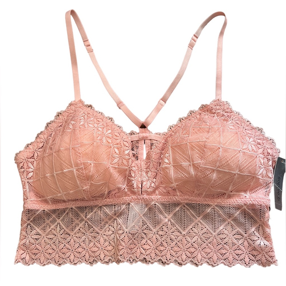 NWT Sophie B. Pink Lace Racer Back Bralette- Medium